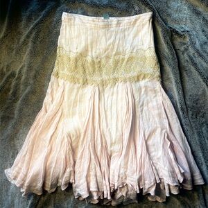 Elegant Pink Lace Trim Skirt
